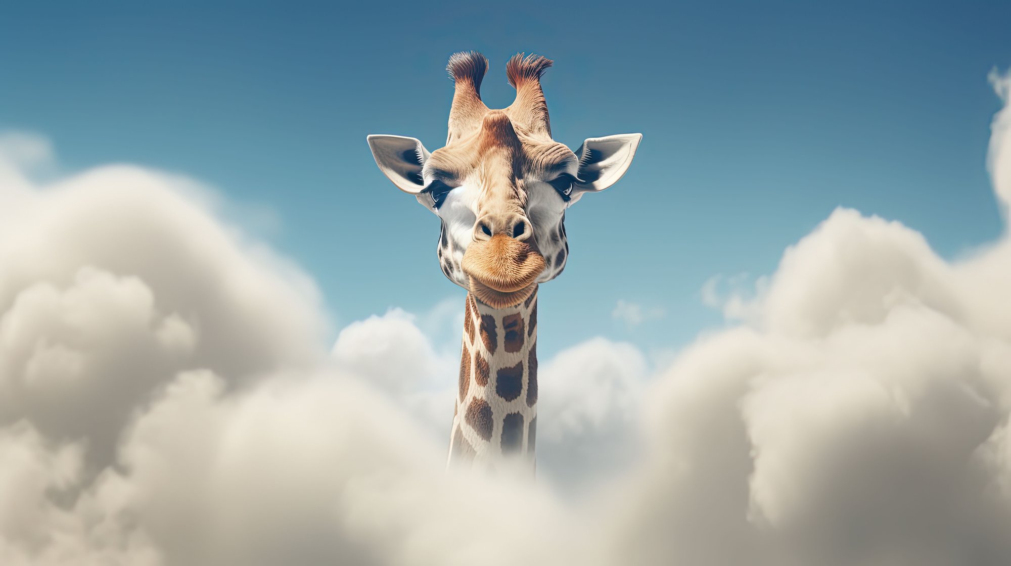 Cagemax campagne Dear to be great Giraffe komt boven de wolken uit
